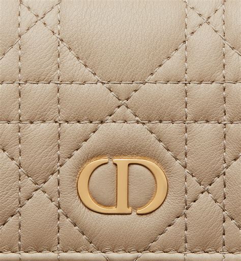 Dior Caro XS Wallet Natural Supple Cannage Calfskin .